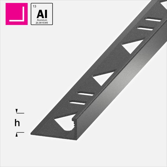 L-PROFIL "ANTRASITT METALLIC" PULVERLAKKERT I ALUMINIUM (L:300CM), ALFERPRO