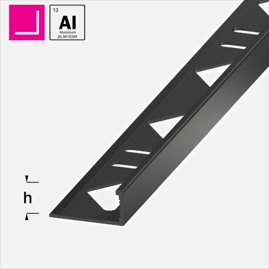 L-PROFIL SORTELOKSERT I ALUMINIUM, ALFERPRO